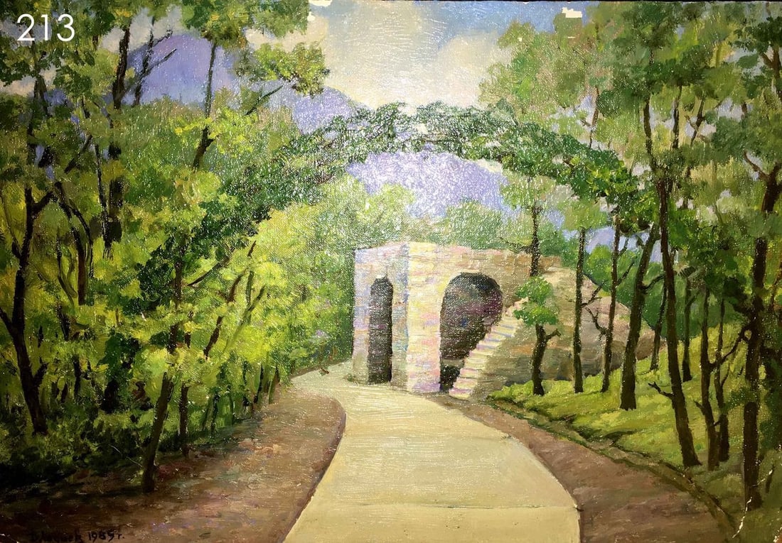 Stone arbor oil painting Lednev Dmitry: Title: Stone arbor oil painting Lednev Dmitry Description: No213 * TITLE: "Stone arbor" * ARTIST: Lednev Dmitry * SIZE: 24x35 cm/'9,44x13,77 inches' * MEDIUM: oil, cardboard * HAND PAINTED: Original p