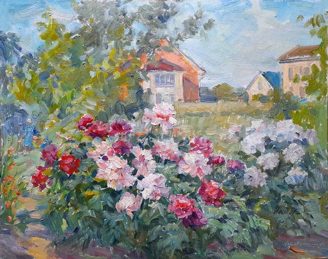 Oil painting Home garden Kovalenko Ivan Mikhailovich: Title: Oil painting Home garden Kovalenko Ivan Mikhailovich Description: NoKoval 171 *** ABOUT THIS PAINTING *** * TITLE: "Home garden" * ARTISTS: Kovalenko Ivan Mikhailovich * SIZE: 40x50 cm/'15.74x1