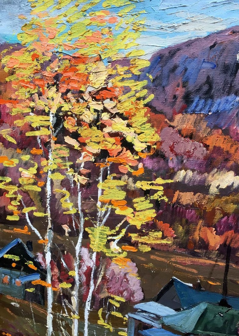 landscape of village oil painting - 7