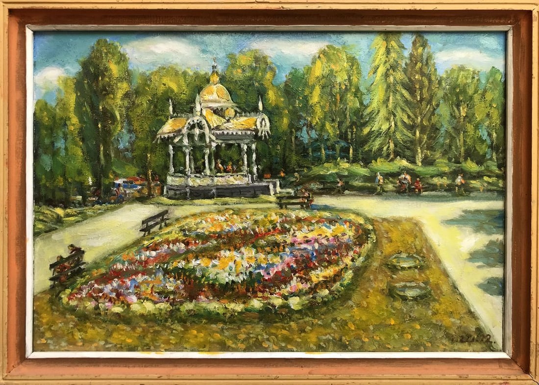 Oil painting Garden house Shapoval Ivan Leontyevich: Title: Oil painting Garden house Shapoval Ivan Leontyevich Description: NoAAA2954"Garden House" is an exquisite oil painting that captures the serene beauty of a city park. The artist's meticulous