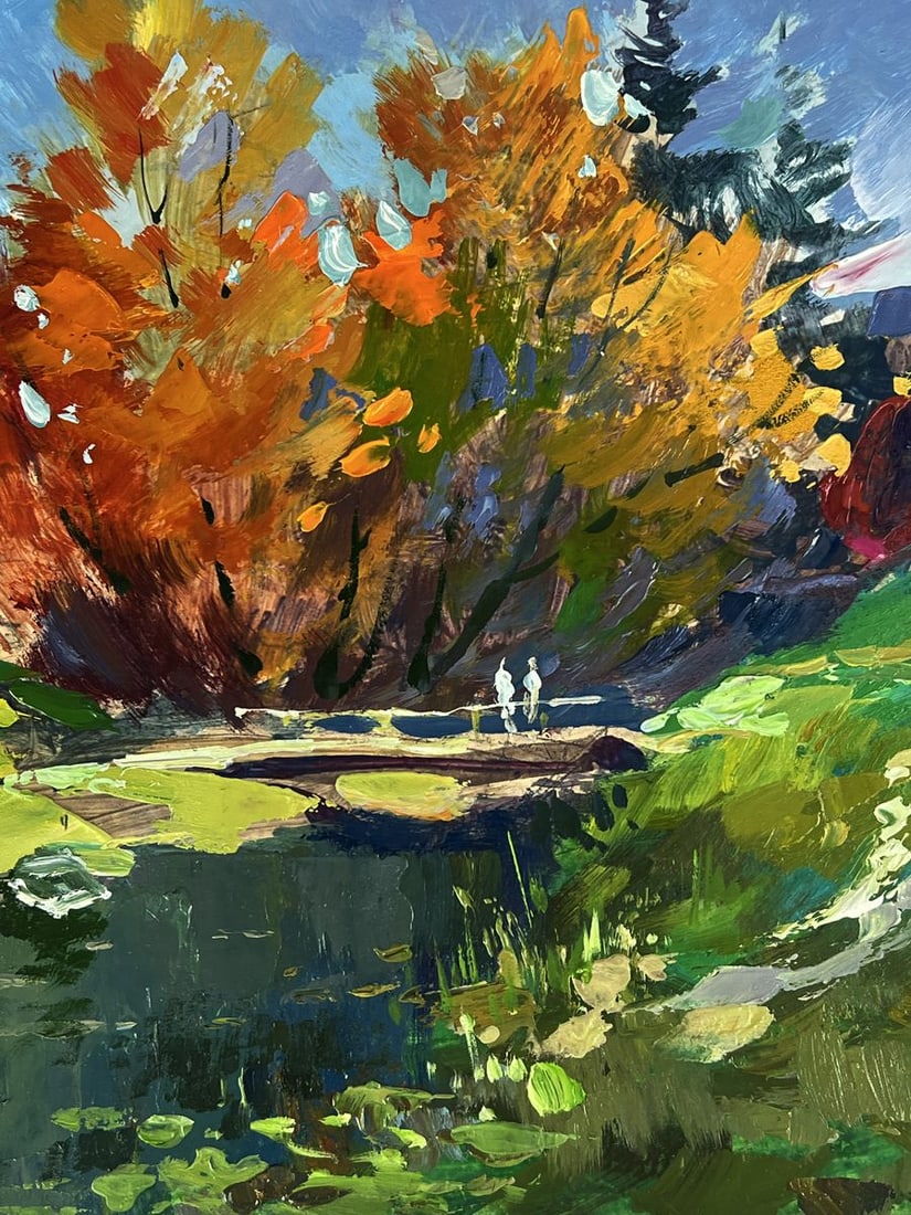 Oil painting A village river with boats Yuriy Suprunchuk - 9