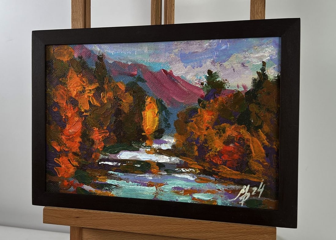 Acrylic painting Autumn in the mountains Mykhailo Patskan - 2