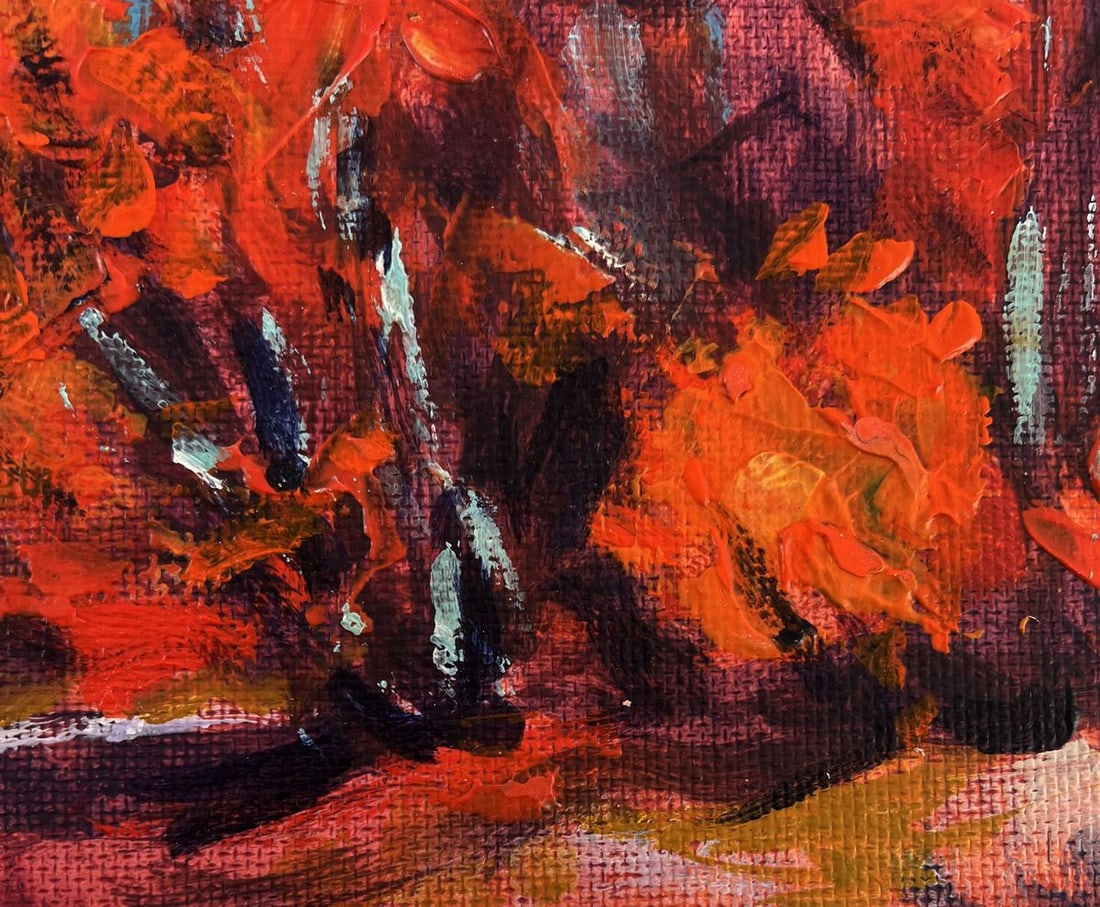 Acrylic painting Red autumn trees Mykhailo Patskan - 8