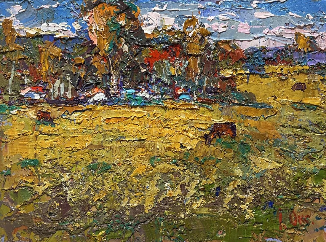 Oil painting On the yellow autumn meadows Oksana Kalenyuk - 3
