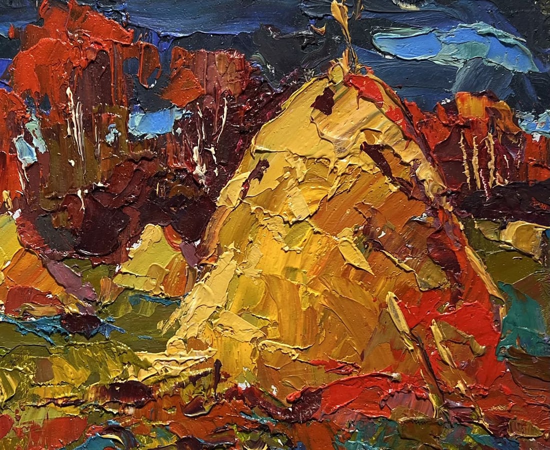 Oil painting Autumn fields and haystacks Alex Kalenyuk - 8