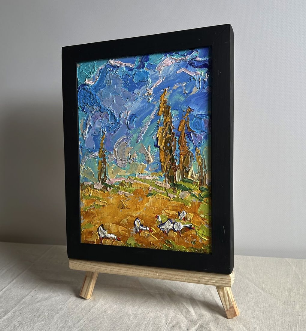 Oil painting Geese in the autumn steppes Alex Kalenyuk - 2