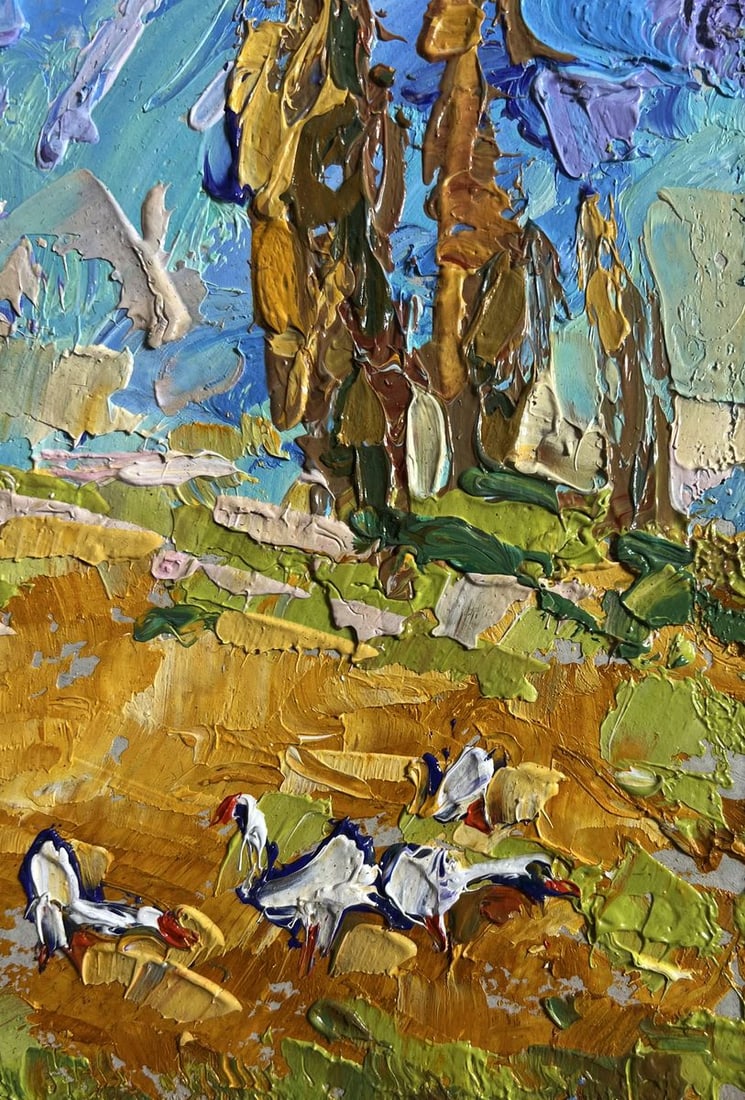 Oil painting Geese in the autumn steppes Alex Kalenyuk - 6