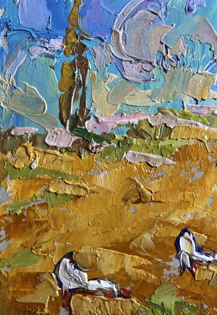 Oil painting Geese in the autumn steppes Alex Kalenyuk - 7