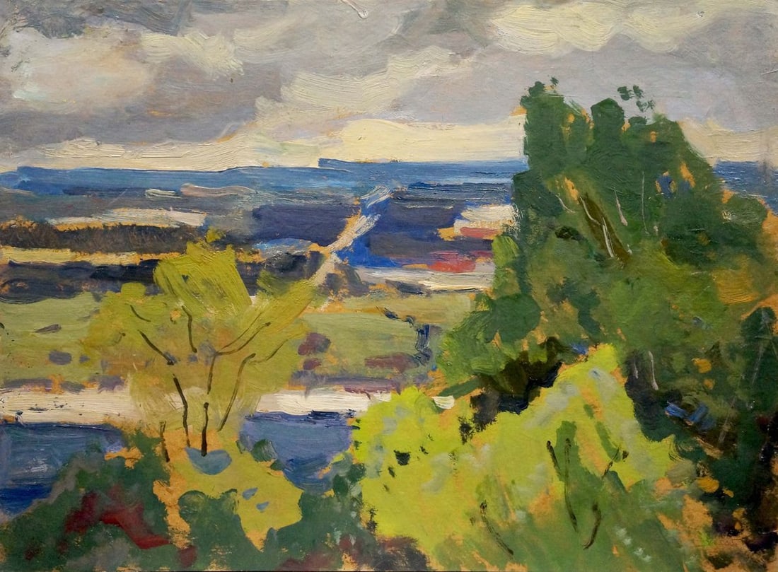 Oil painting Overlooking the village Buryachok Nikolay Ivanovich (1 of 8)