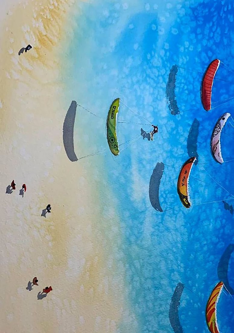 Watercolor painting Windy Day Olena Klimenko - 2