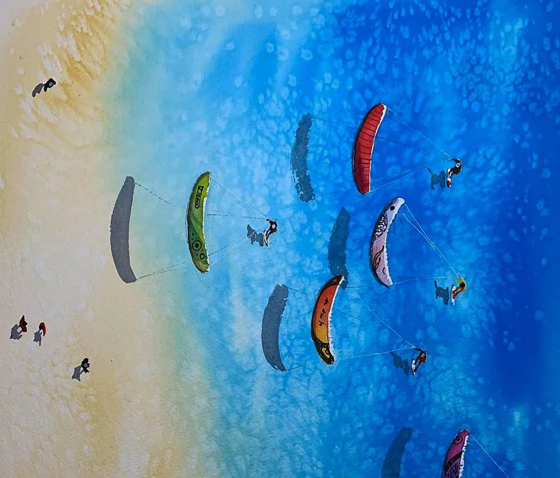 Watercolor painting Windy Day Olena Klimenko - 8