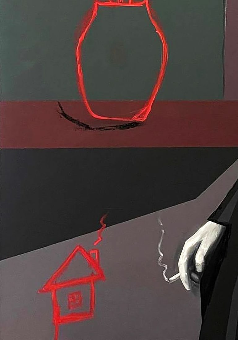 Acrylic painting Flowers in a vase and a girl Maksym Newskulenko - 6