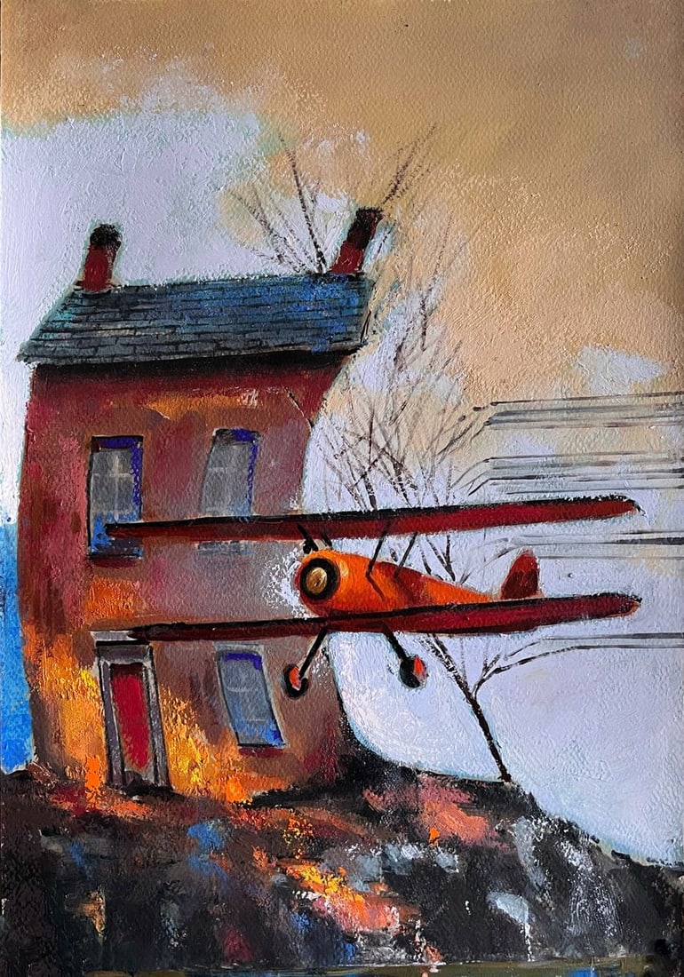 Acrylic painting Red Flight Juan Angel Gonzalez de la Calle (1 of 5)