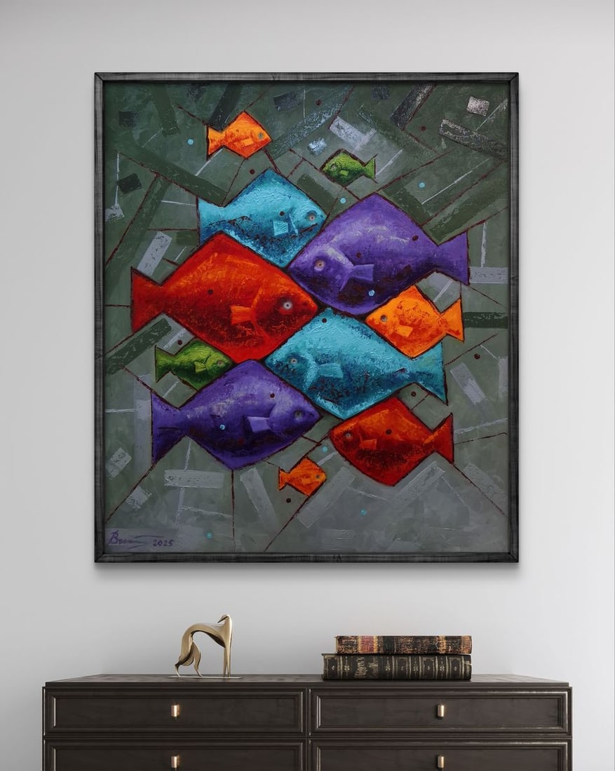 Oil painting Eleven Brightly Colored Fish Sergey Voichenko - 2