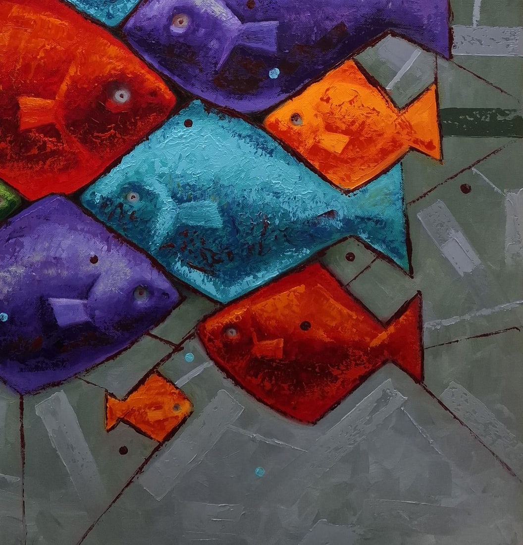 Oil painting Eleven Brightly Colored Fish Sergey Voichenko - 7