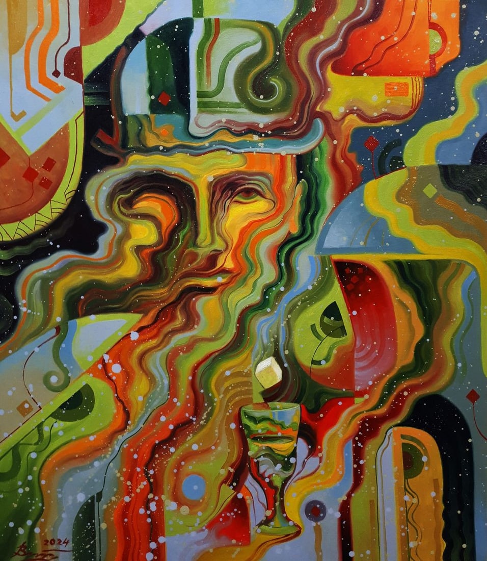 Oil painting Absinthe man Sergey Voichenko: Title: Oil painting Absinthe man Sergey Voichenko Description: No.Voich 112*** ABOUT THIS PAINTING **** TITLE: "Absinthe man"* ARTISTS: Sergey Voichenko* SIZE: 80x70 cm/'31.49x27.55 inches' * MEDIUM: