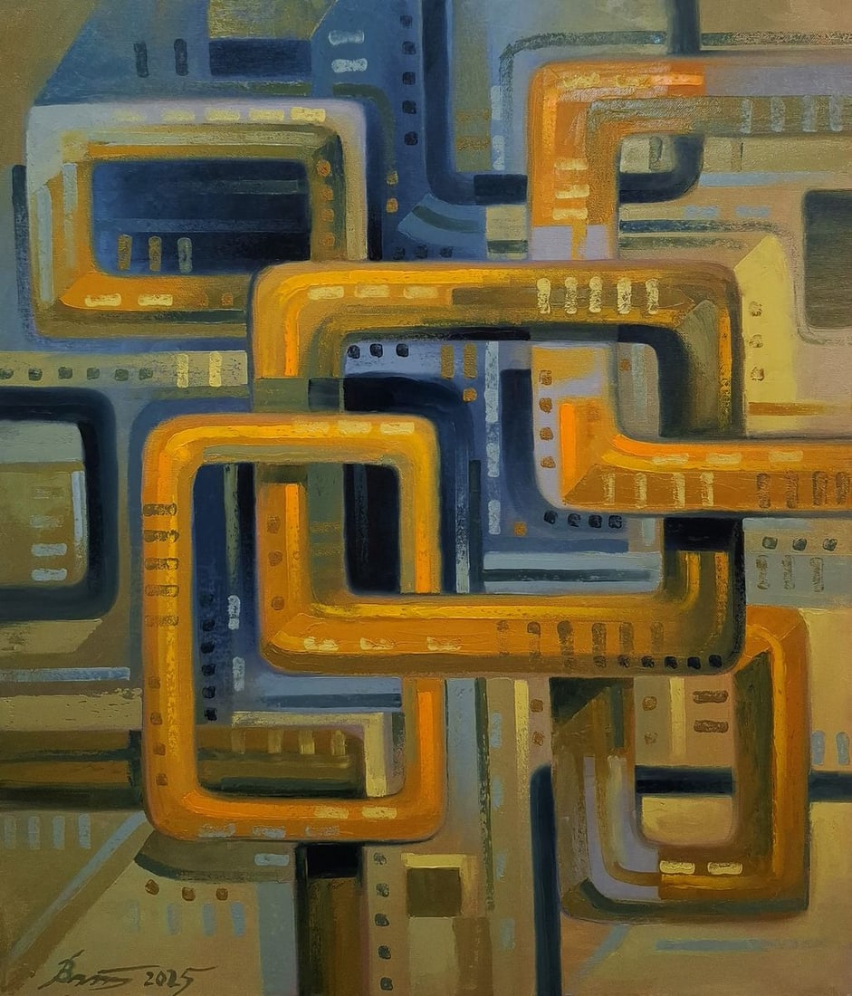 Oil painting Interaction Sergey Voichenko: Title: Oil painting Interaction Sergey Voichenko Description: No.Voich 124*** ABOUT THIS PAINTING **** TITLE: "Interaction"* ARTISTS: Sergey Voichenko* SIZE: 70x60 cm/'27.55x23.62 inches' * MEDIUM: oi