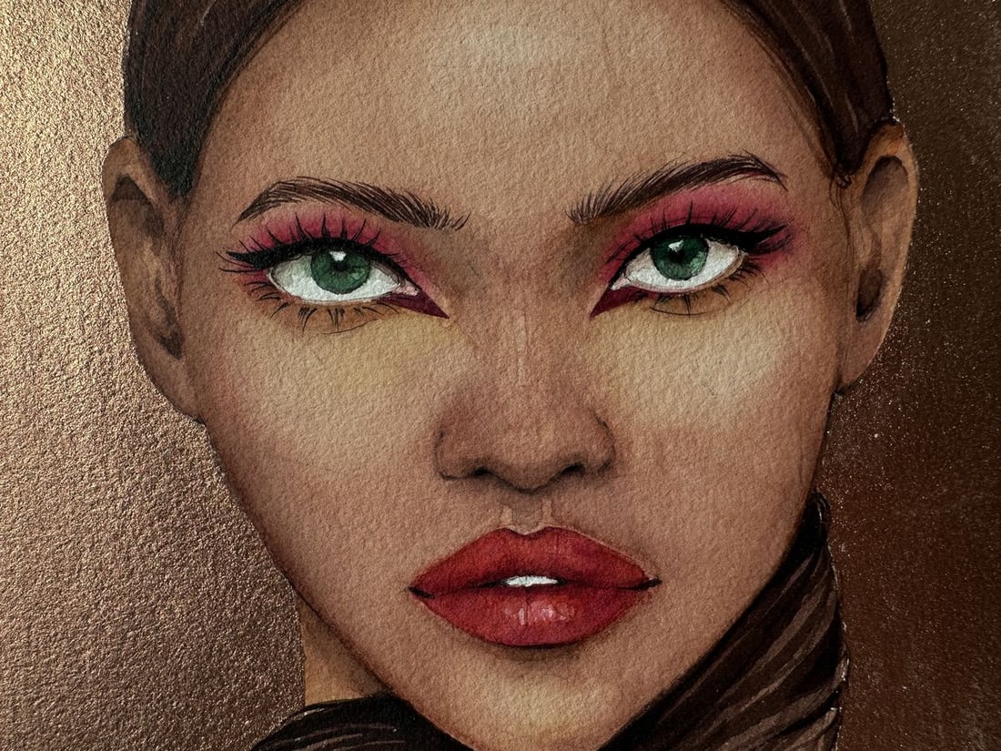 Watercolor painting Lady in gold Victoria Kagalovska - 4