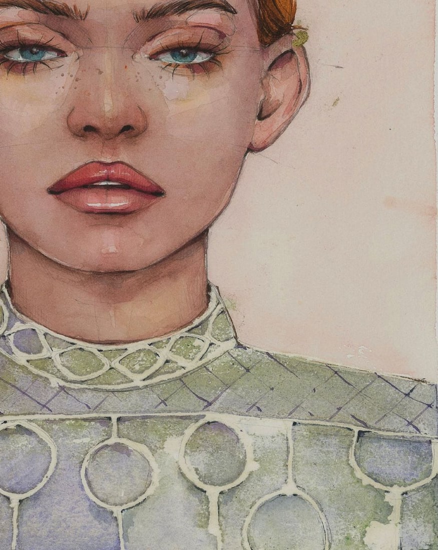 Watercolor painting Gaze girl Victoria Kagalovska - 7