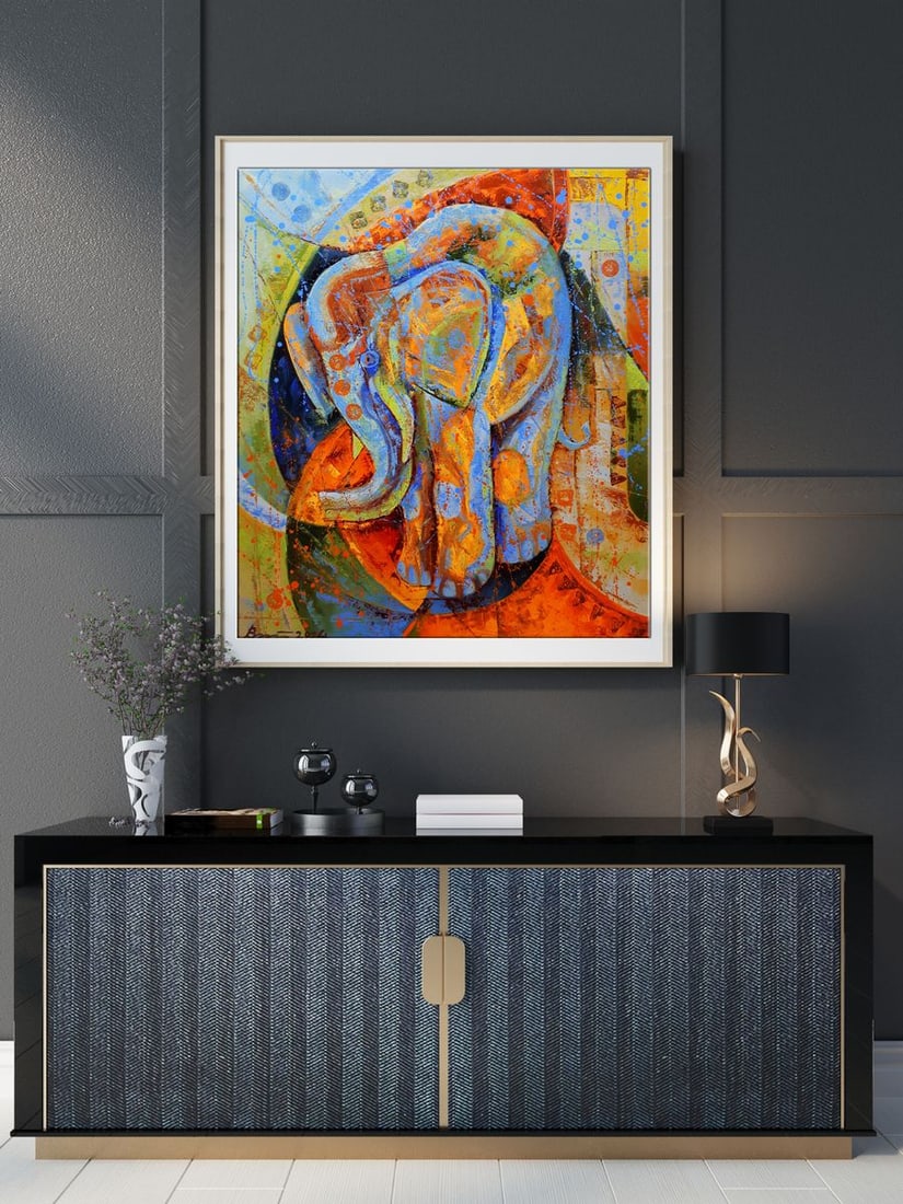 Oil painting Blue Elephant Sergey Voichenko - 2