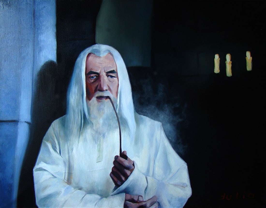 Oil painting Mysterious Look Yulia Lihina: Title: Oil painting Mysterious Look Yulia Lihina Description: No.Lih 29The oil painting "Mysterious Look" is a striking portrait of Gandalf, a central character from "The Lord of the Rings" saga. In