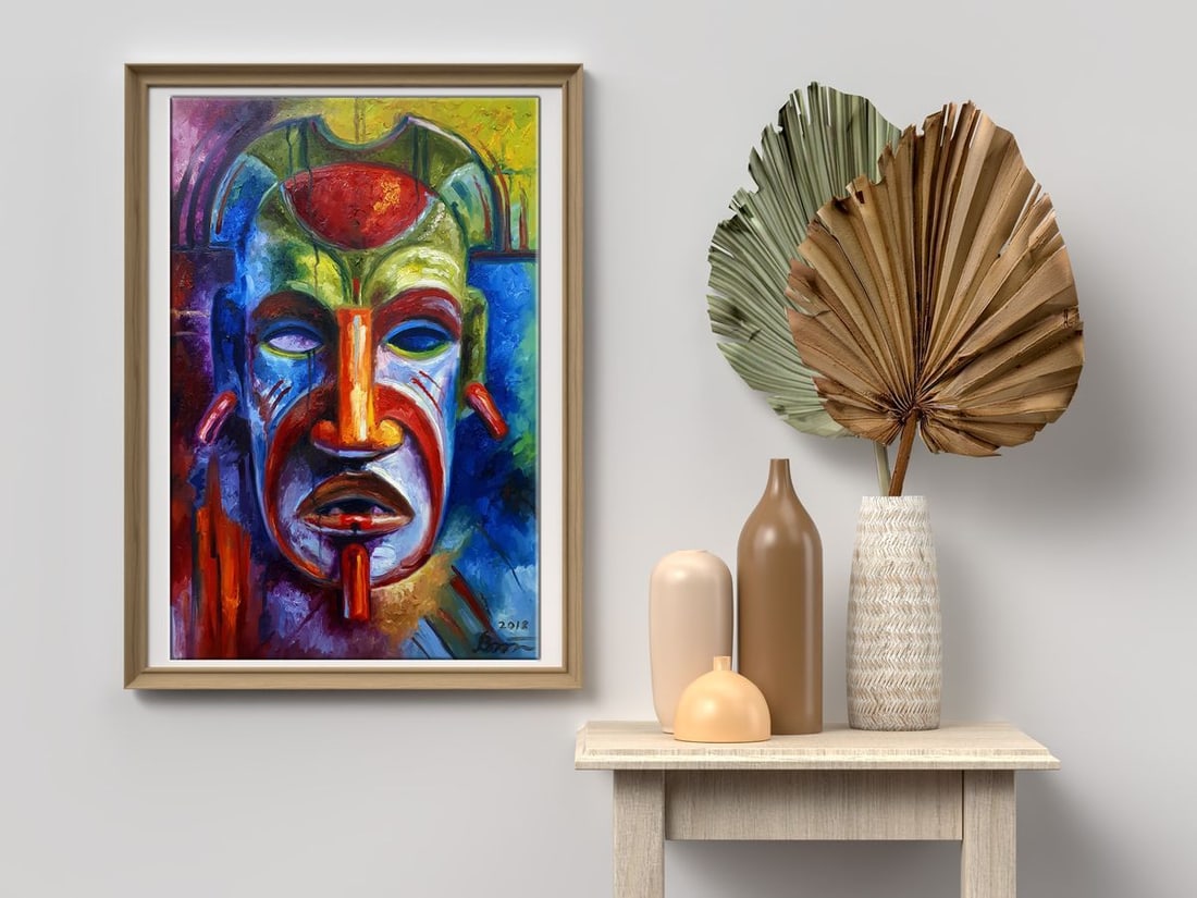 Oil painting A colorful mask of a tribal shaman Sergey Voichenko - 3