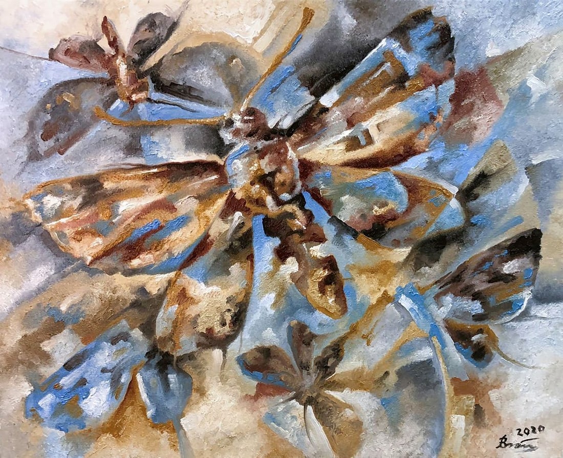Oil painting Butterfly Sergey Voichenko: Title: Oil painting Butterfly Sergey Voichenko Description: No.Voich 63"Butterfly" is an abstract oil painting that captures the ethereal and transient beauty of a butterfly in motion. The canvas is