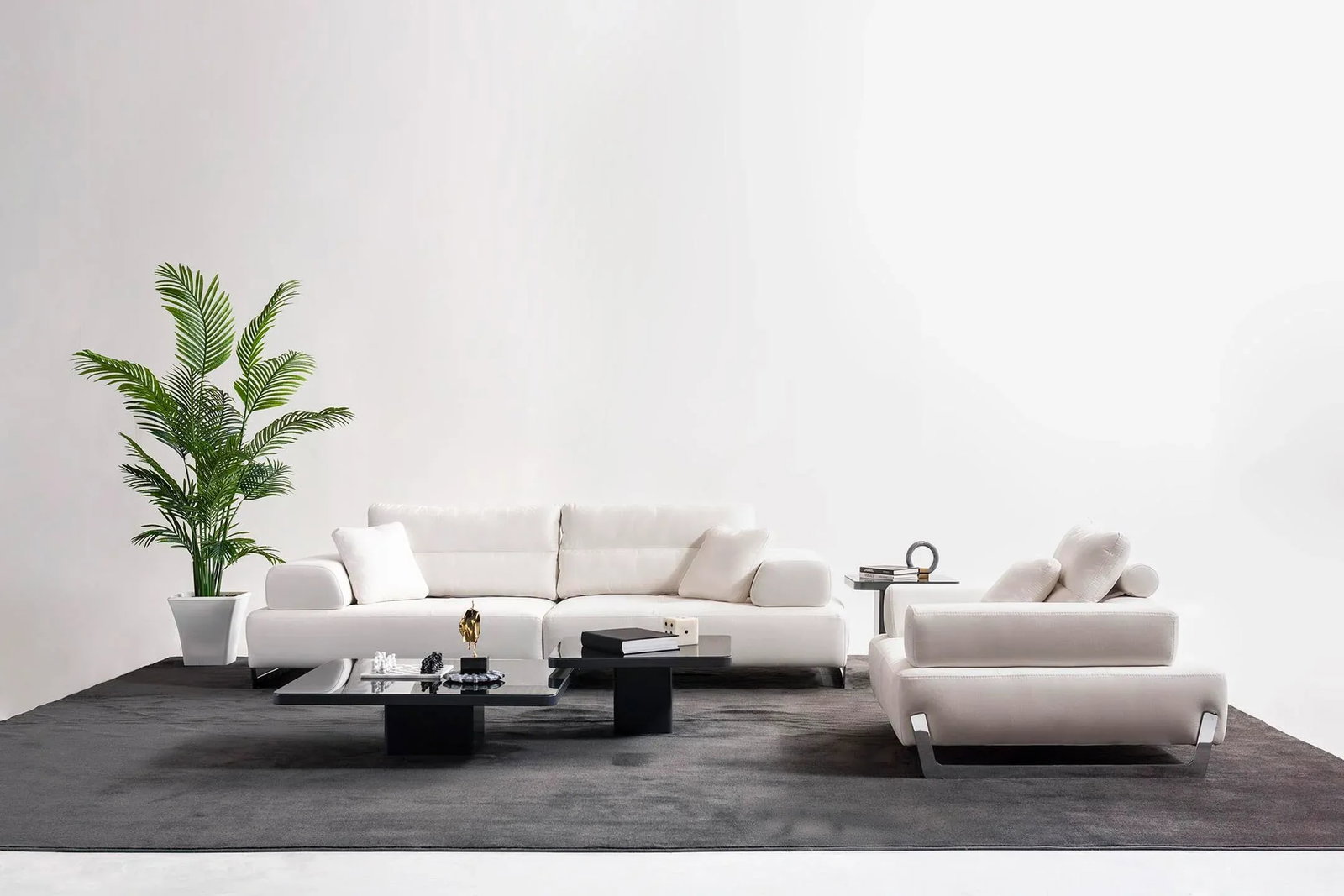 Pasargad Home Ravenna White Accent Chair With Sliding Backrest & Armrest - 6