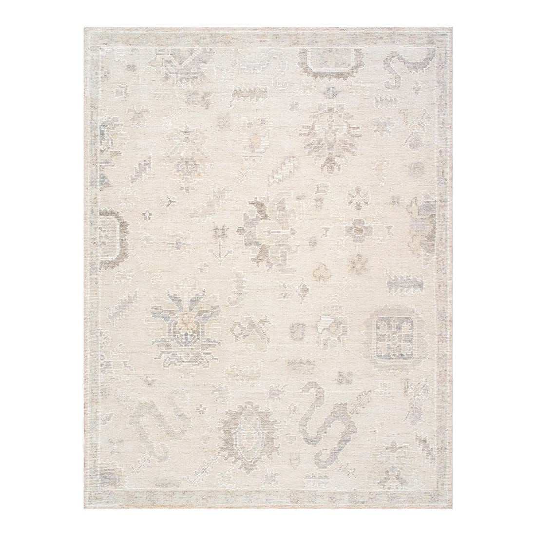 Pasargad Home Oushak Hand-Knotted Wool Salmon Area Rug- 9' 3'' X 12' 2'': Our Oushak rugs are known for their exquisite craftsmanship, intricate designs, and the timeless beauty they bring to interior spaces. Their unique patterns and soft color palettes often make them a