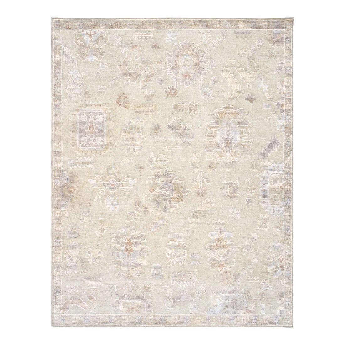 Pasargad Home Oushak Hand-Knotted Wool L. Green Area Rug- 9' 3'' X 12' 0'': Our Oushak rugs are known for their exquisite craftsmanship, intricate designs, and the timeless beauty they bring to interior spaces. Their unique patterns and soft color palettes often make them a f