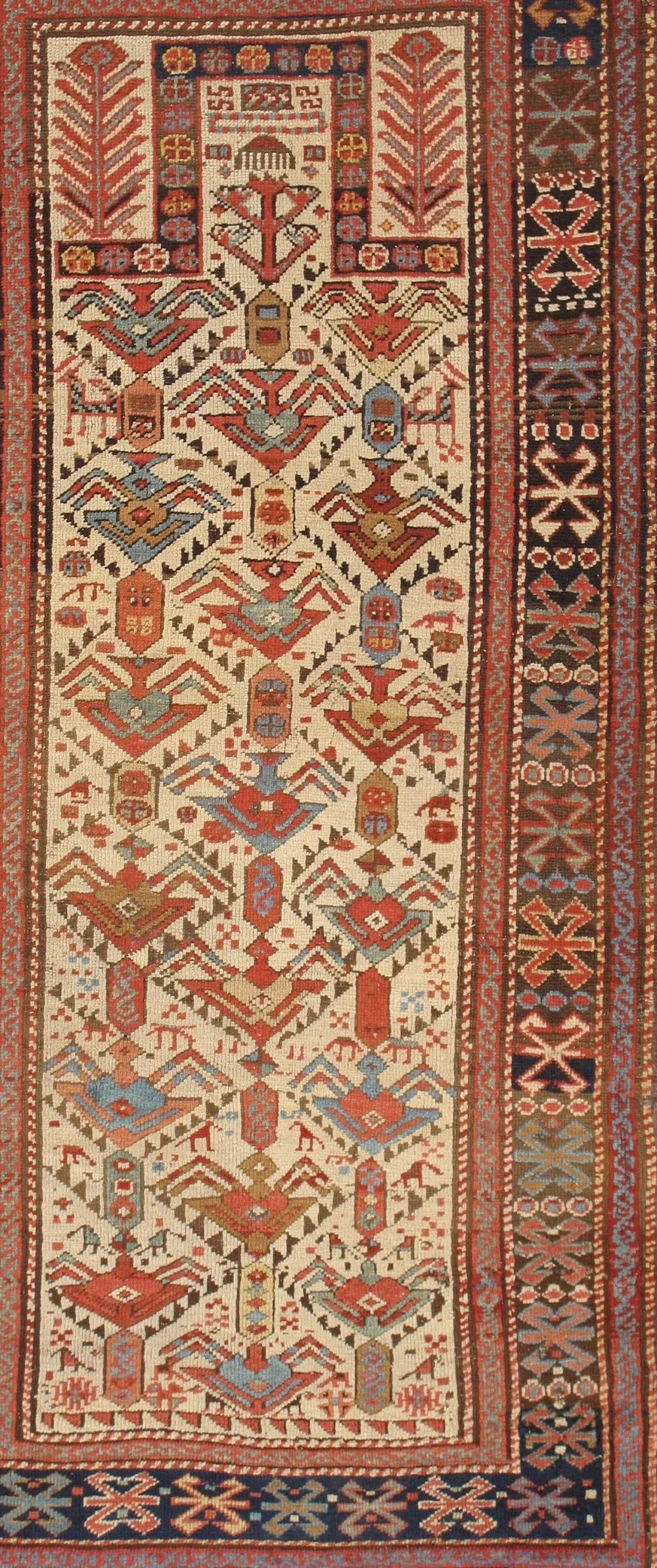 Antique Shirvan Ivory/Brown Area Rug - 2"²7"³ × 5"²5"³ - 2