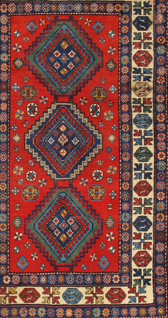 Vintage Kazak Red/Ivory Rug, 4' 4" X 6'11" - 2