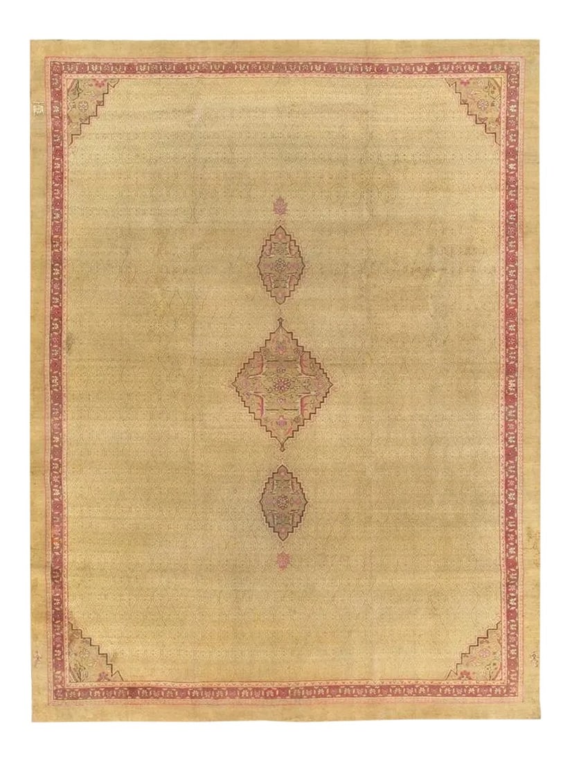 Antique Amritsar Camel/Burgundy Rug, 9' 9" X 13' 2": The brand Pasargad Antique is the perfect blend of class and elegance. These rugs bring traditional sophistication to your home. These rugs feature 100% Premium Lamb's Wool, hand-knotted into elegant