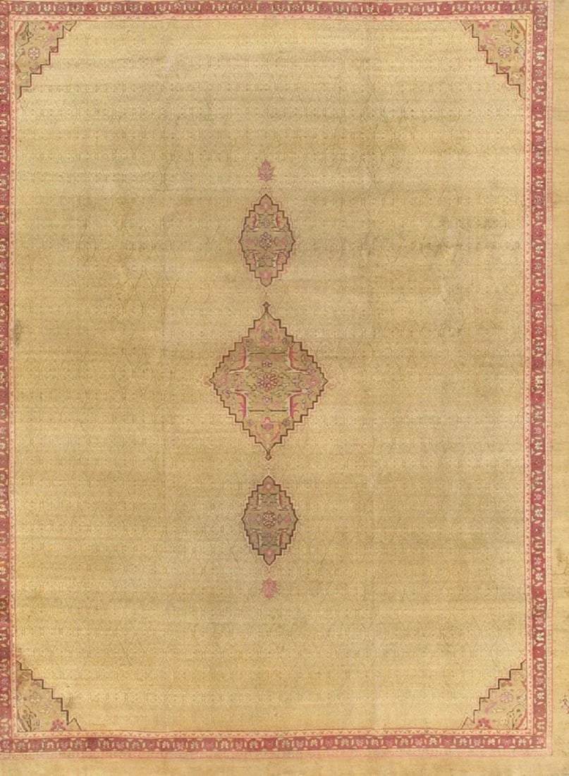 Antique Amritsar Camel/Burgundy Rug, 9' 9" X 13' 2" - 2