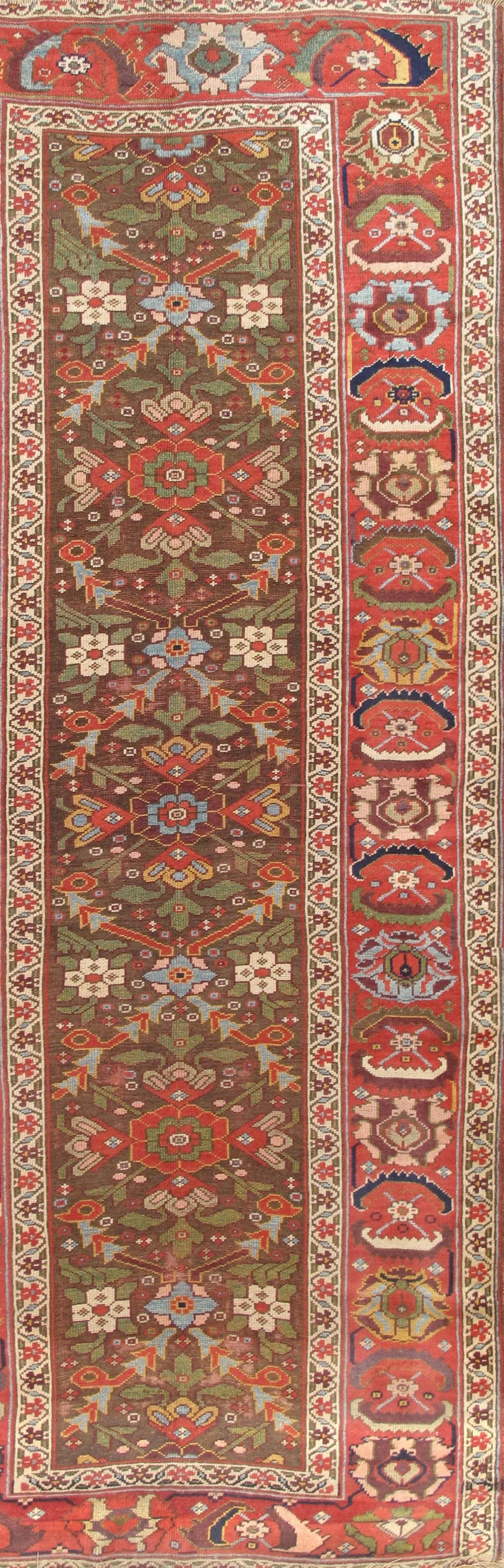 Antique N.w. Brown/Rust Runner, 4' 2" X 9' 5" - 2