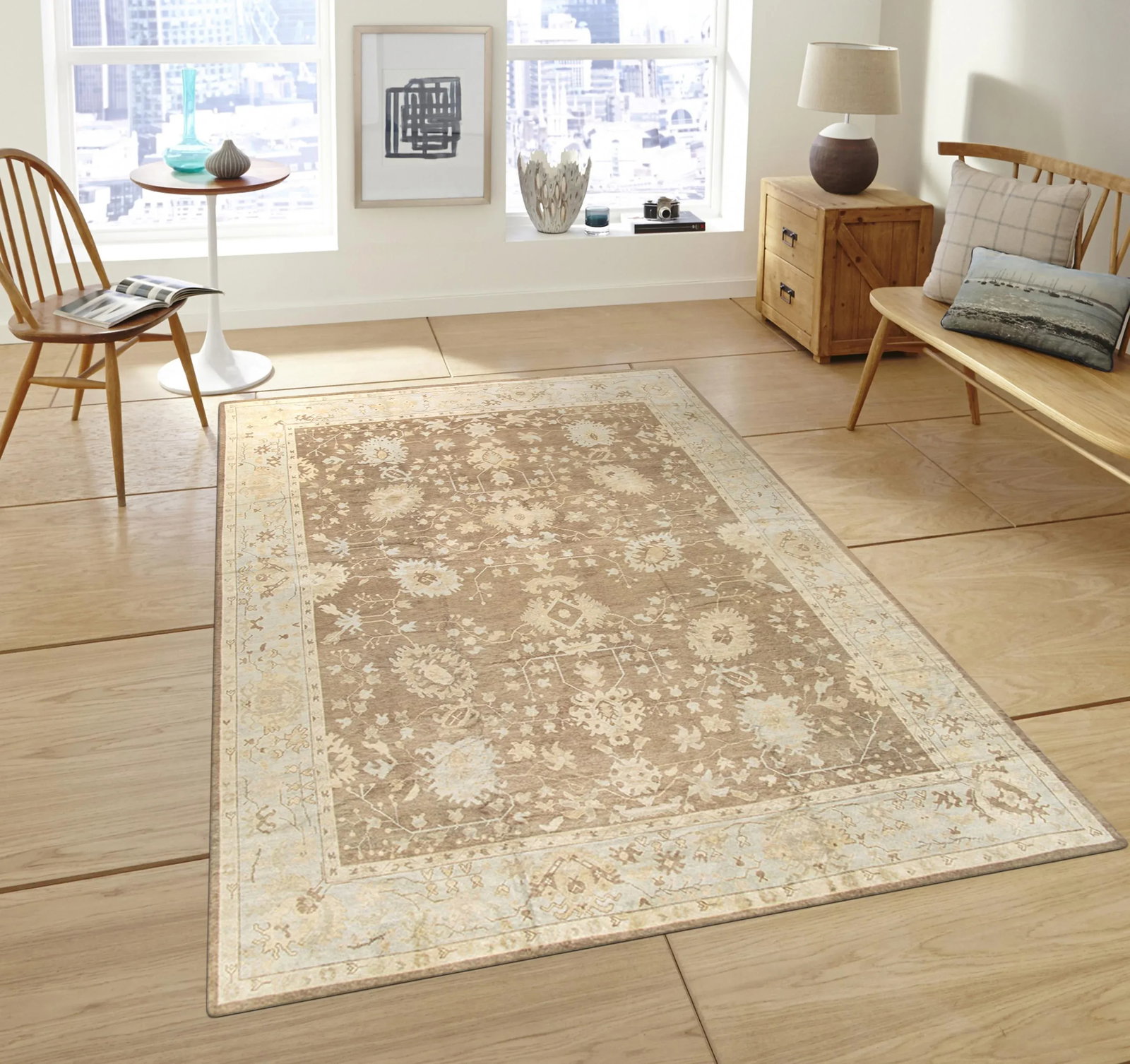 Pasargad Home Oushak Lamb's Wool Area Rug - 13"²2"³ × 18"²1"³ - 3