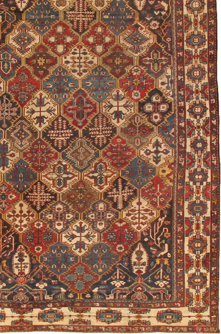 Antique Bakhtiari Multi/Ivory Rug, 10' 7" X 16' 9" - 2