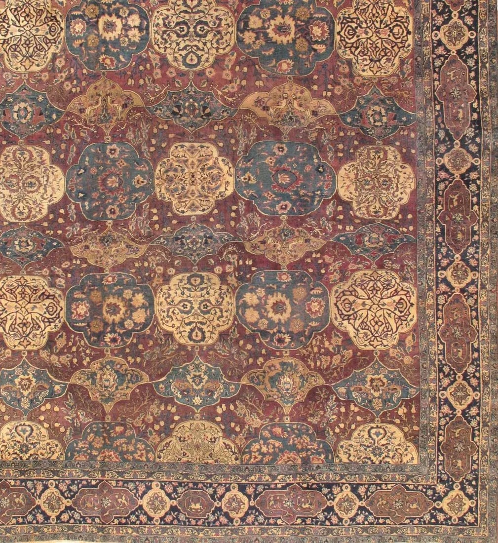 Antique Agra Maroon/Navy Rug, 11' 9" X 12' 9" - 2