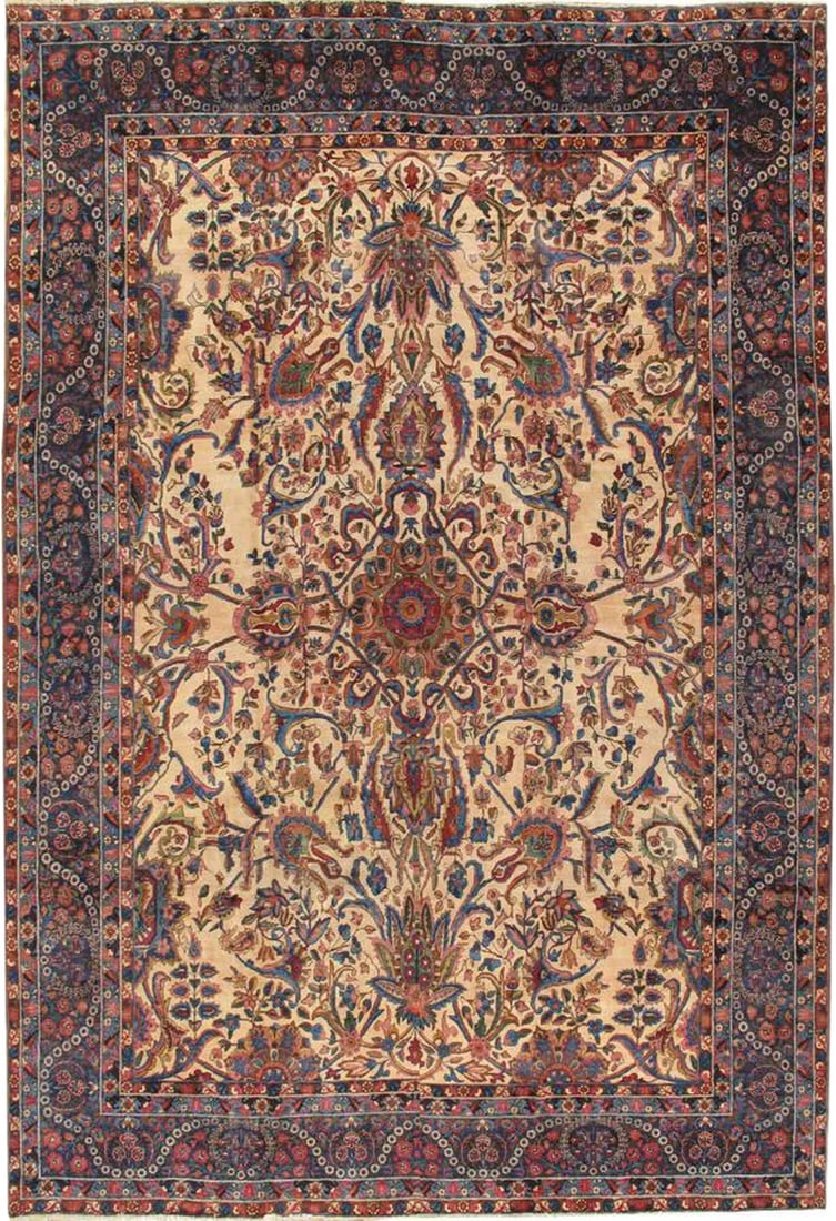 Antique Yazd Ivory/Black Rug, 11' 7" X 17' 1": Meet Pasargad's Yazd Collection. This rug's handmade, hand-knotted construction adds durability to this rug, ensuring it will last for many years. Each rug is handmade with 100% premium lamb's wool.