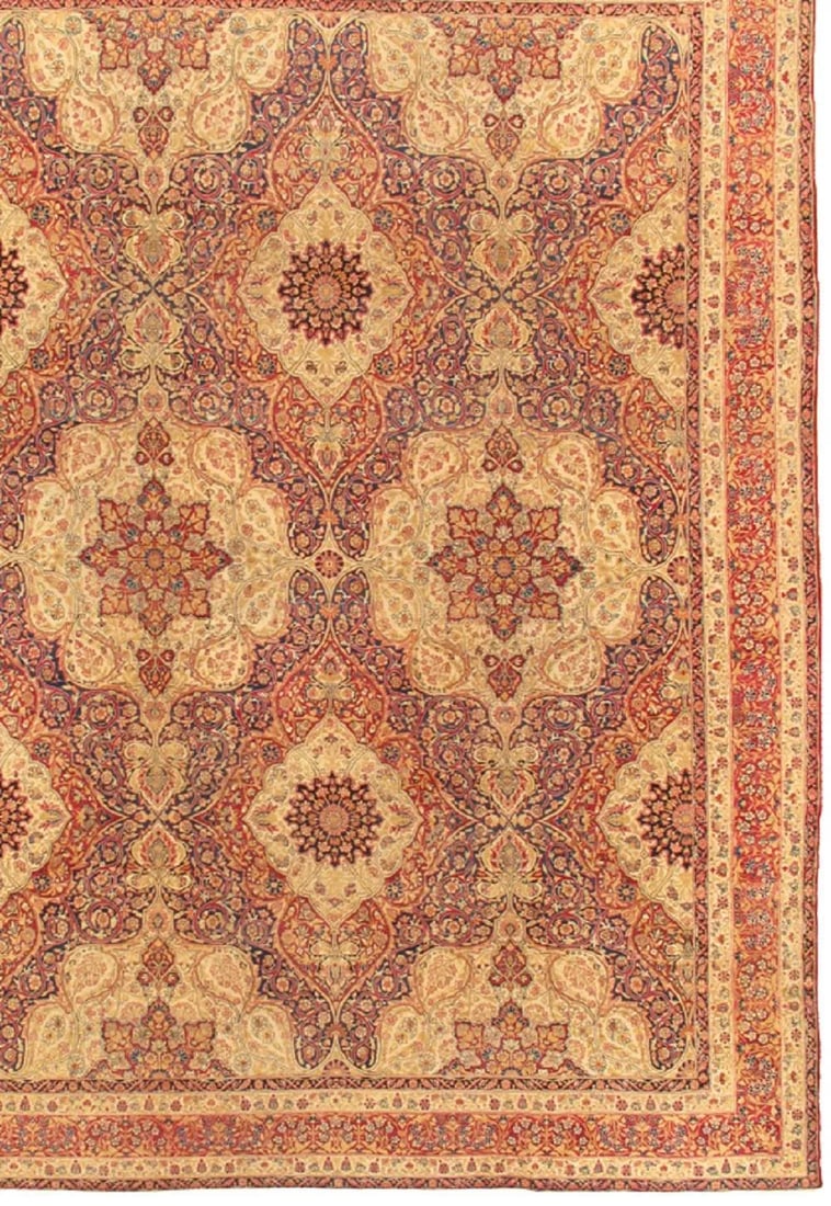 Antique Kermanshah Beige/Red Rug, 10' 7" X 14' 2" - 2
