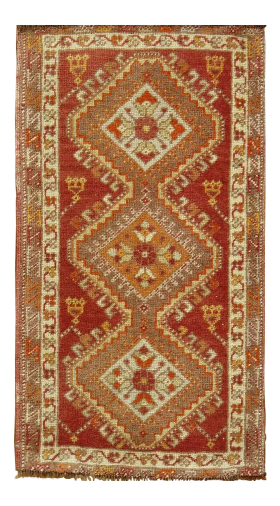 Antique Sivas Rust/Ivory Rug, 1' 5" X 2' 8": Add a fresh accent to your home with a new rug from the Sivas Collection. Sivas collection is inspired by timeless, traditional designs. Each of these magnificent rugs is crafted using a hand-knotted
