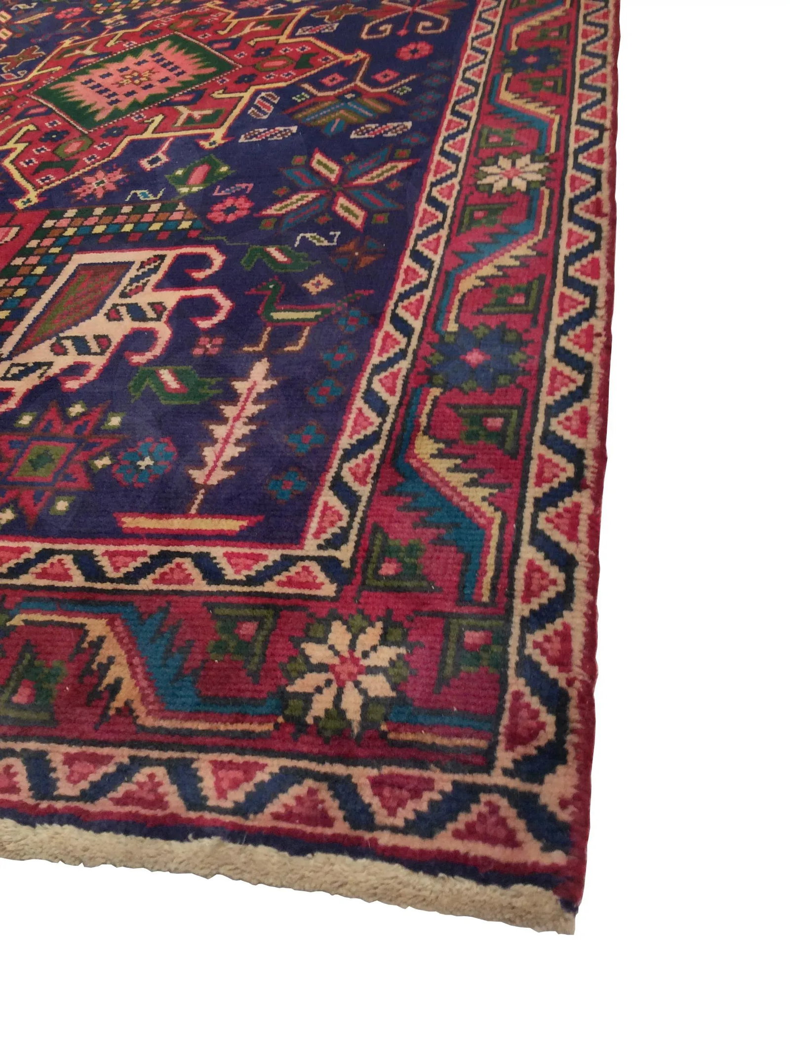 Vintage Karajeh Blue/Red Rectangular, 3' 3" X 12' 4" - 2