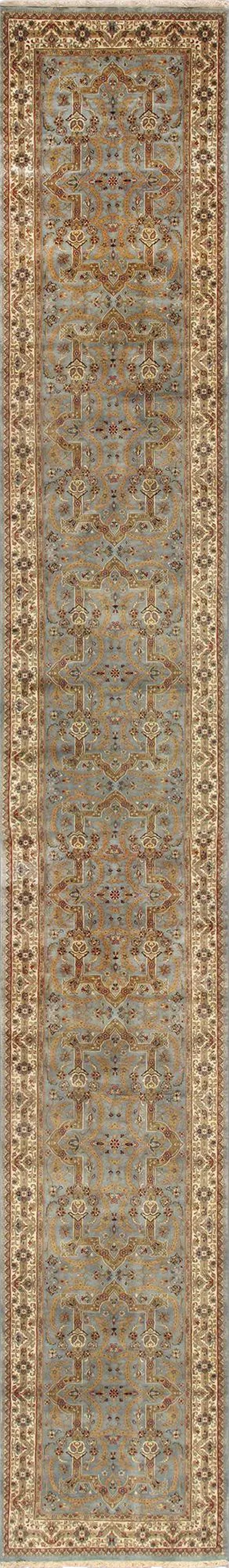 Pasargad Blue and Tan Home Tabriz Lamb's Wool Runner- 4' 2" X 29' 1": TabrizÂ DesignÂ rugs are distinguished by their excellent weave and by their remarkable adherence to the classical traditions of rug design. Add a magnificent accent to your home