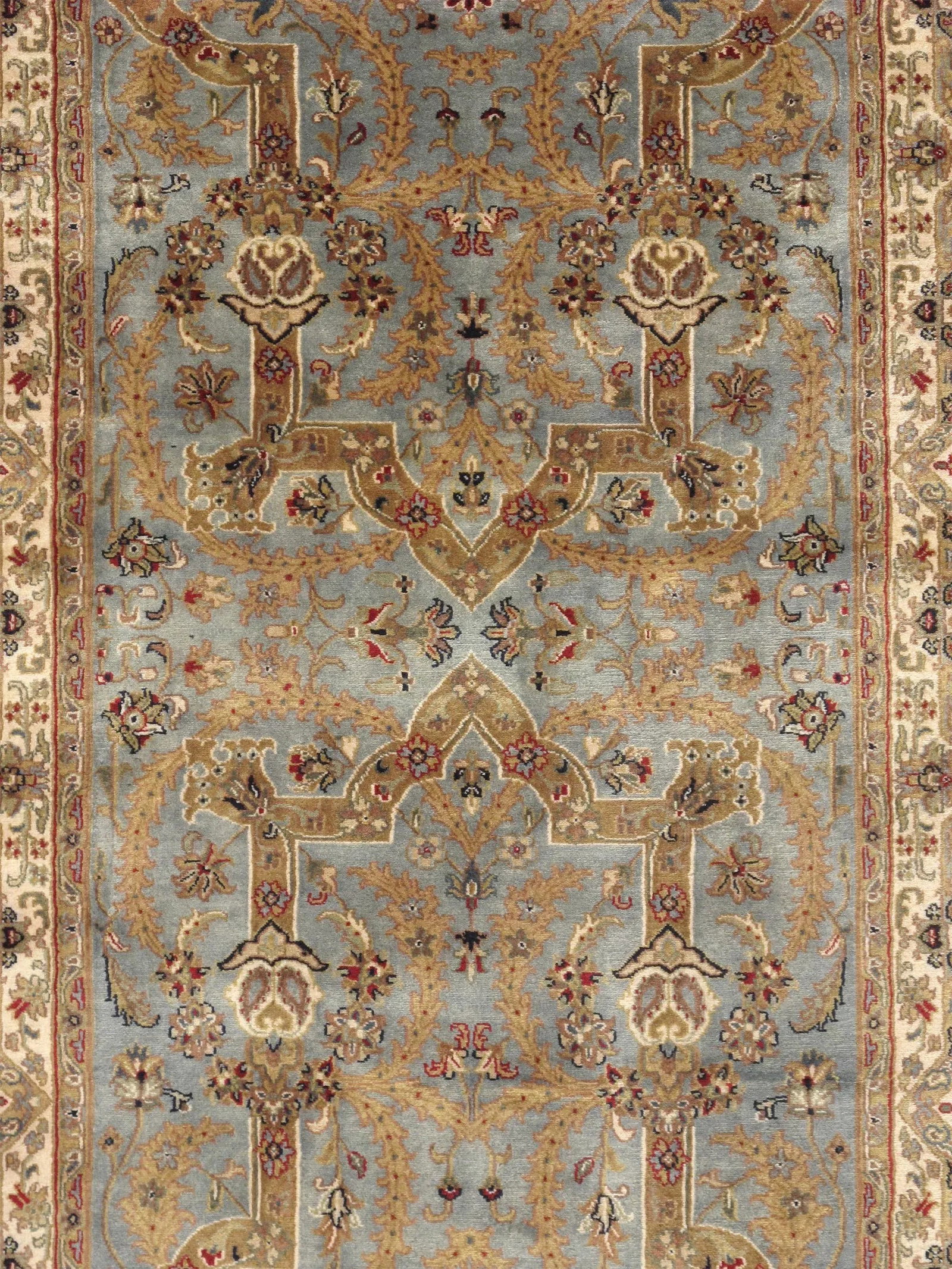 Pasargad Blue and Tan Home Tabriz Lamb's Wool Runner- 4' 2" X 29' 1" - 2