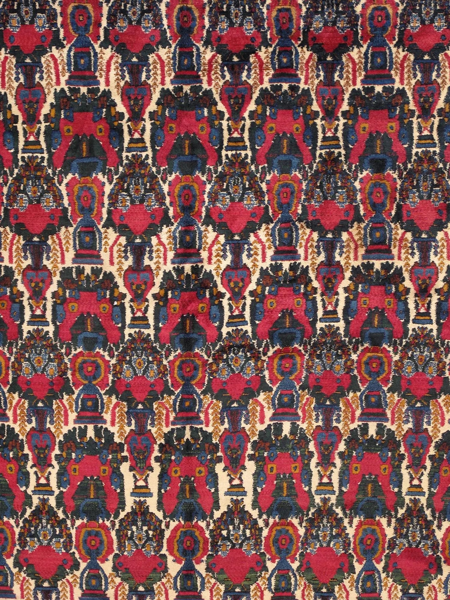 Antique Bidjar Ivory/Blue Rug, 8' 7" X 11' 8" - 2