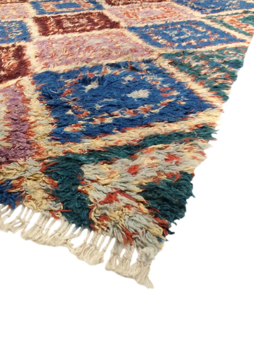Pink & Blue Moroccan Wool Area Rug - 5' 5" x 8' 5" - 2
