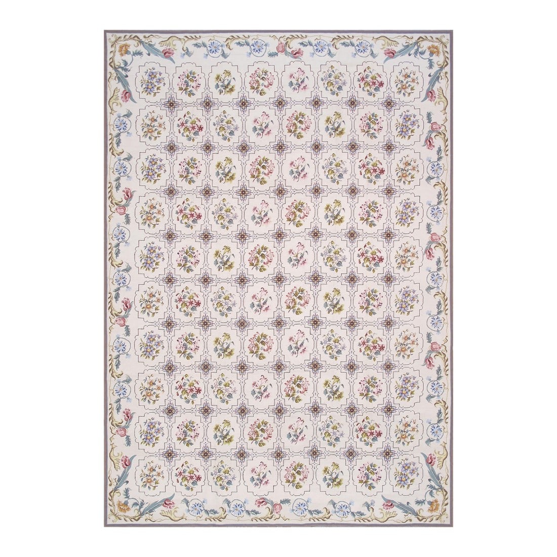 Pasargad Home Abusson Ivory Wool Area Rug, 8' 9'' X 12' 2'': This Aubusson hand-knotted area rug, made from 100% wool, boasts a traditional design in a soothing ivory color. Originating from China, it showcases exquisite craftsmanship and intricate detailing.