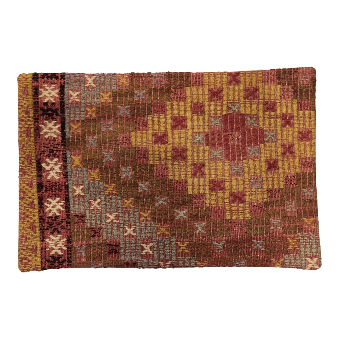 Pasargad Home Vintage Kilim Pillow Case, Multicolor: This unique Turkish vintage handwoven kilim pillow Cover is made up of wool. Kilims are produced by tightly interweaving the warp and weft strands of the weave to produce a flat surface with no pile.
