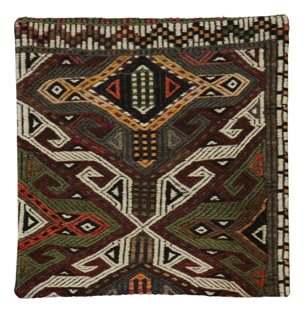 Pasargad Home Vintage Kilim Pillow Case, Multicolor: This unique Turkish vintage handwoven kilim pillow Cover is made up of wool. Kilims are produced by tightly interweaving the warp and weft strands of the weave to produce a flat surface with no pile.