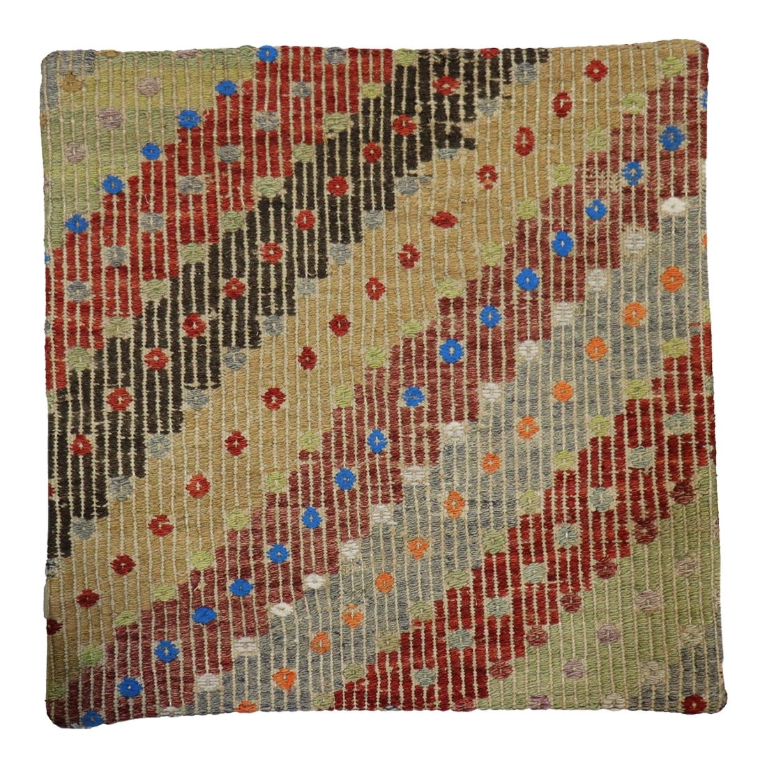 Pasargad Home Vintage Kilim Pillow Case, Multicolor: This unique Turkish vintage handwoven kilim pillow Cover is made up of wool. Kilims are produced by tightly interweaving the warp and weft strands of the weave to produce a flat surface with no pile.